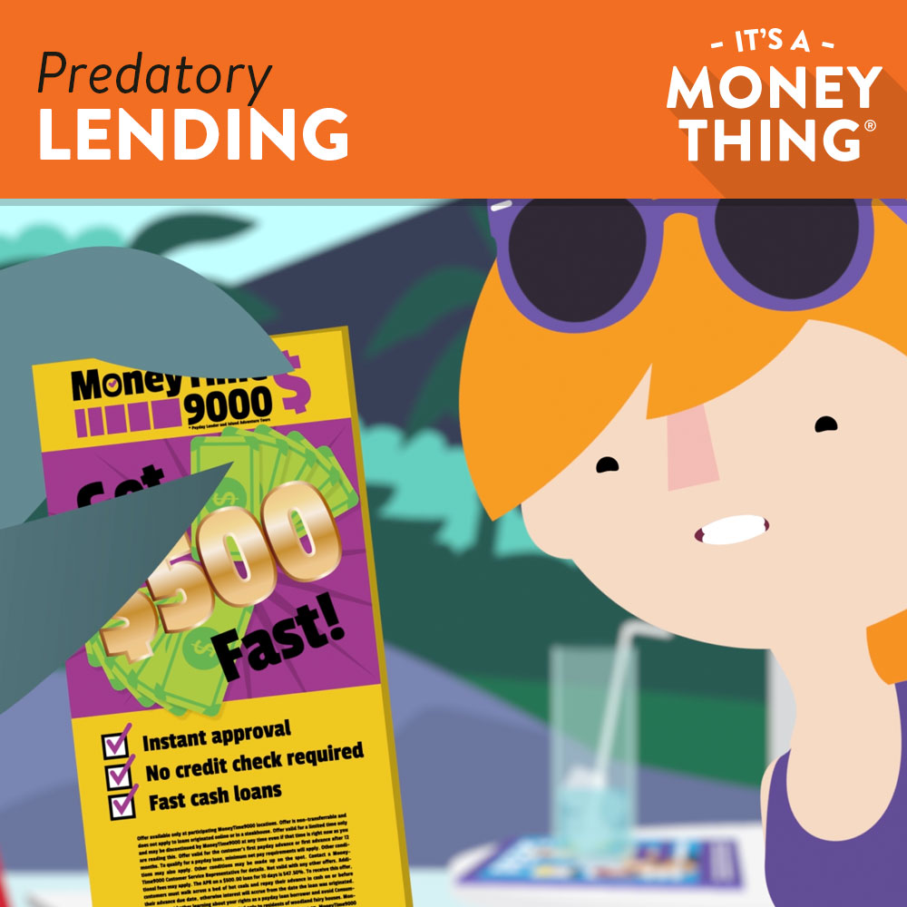 A girl being lured by a predatory lender | predatory lending